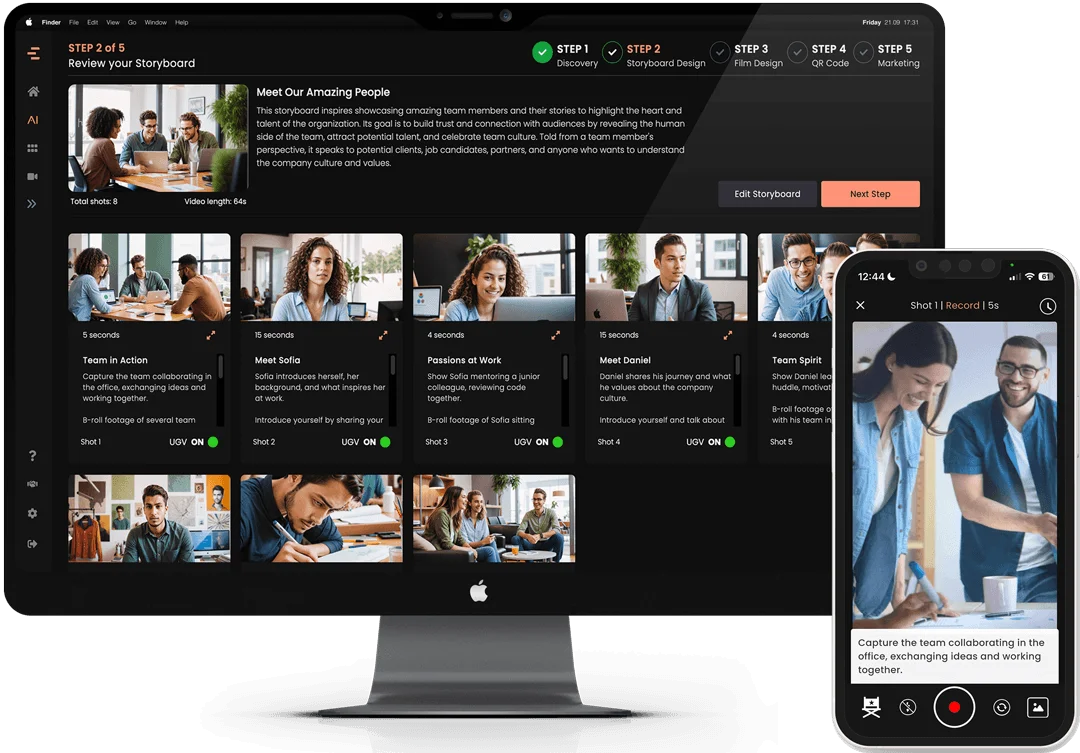 Cinefly system — desktop and mobile views